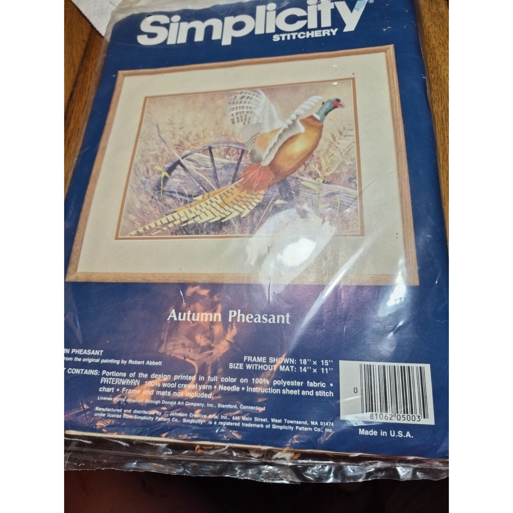 Simplicity Stitchery Needle Work Pheasant Picture Used But UNOPENED Package